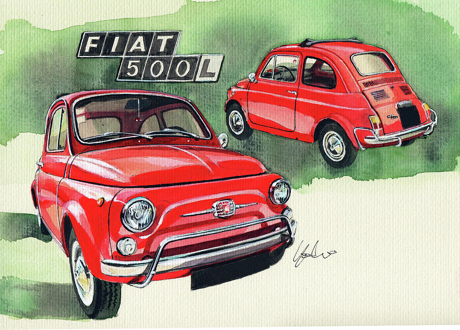 Fiat 500L Painting by Yoshiharu Miyakawa