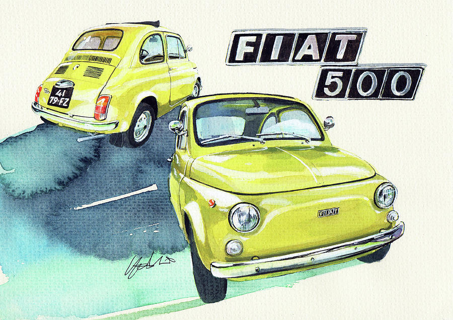 Fiat 500R Painting by Yoshiharu Miyakawa