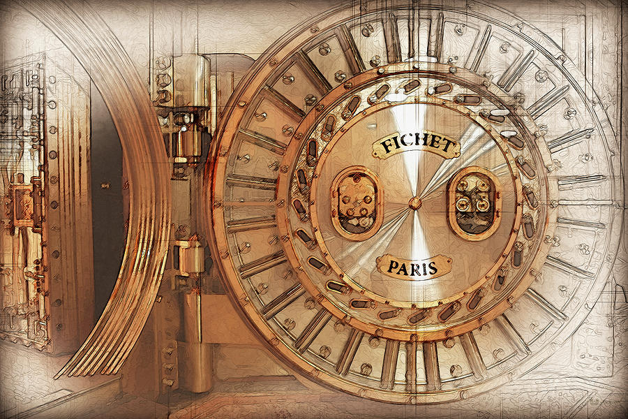 Fichet Bank Vault Door and Lock Digital Art by Serge Averbukh