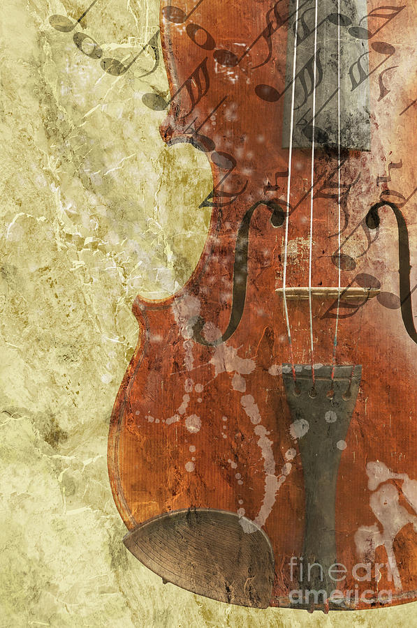 Fiddle In Grunge Style Digital Art by Michal Boubin