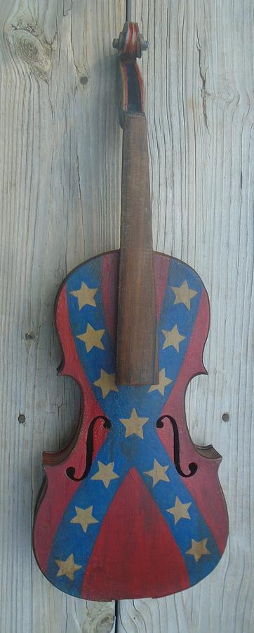 Confederate Flag Mixed Media - Fiddle Rebel Flag by Steve  Hester