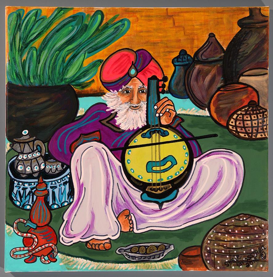 Fiddler in The Bazaar  Painting by Susie Grossman