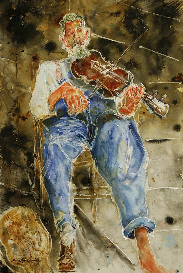 Fiddler with One Shoe Painting by Shirley Sykes Bracken