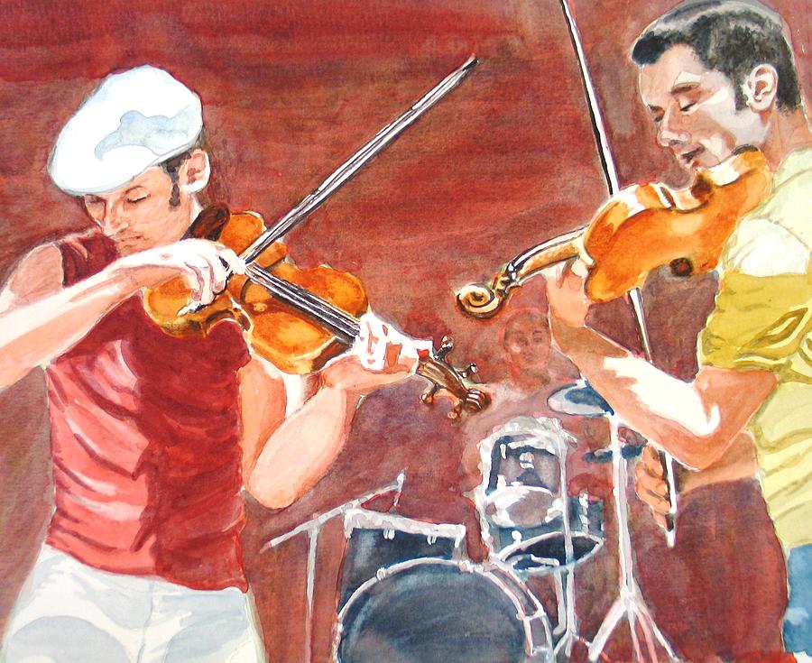 Musician Painting - Fiddles by Karen Ilari