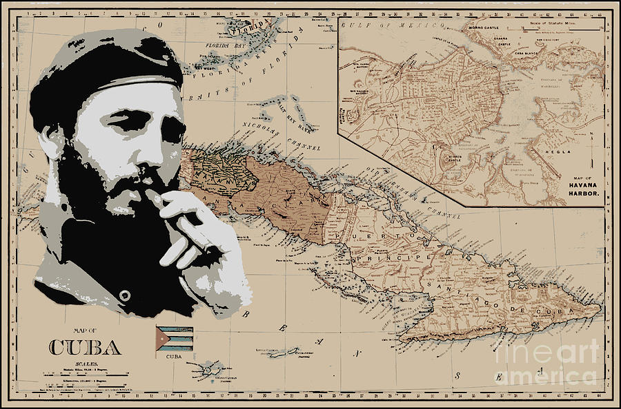 Tobacco Photograph - Fidel Castro on Map of Cuba by John Malone