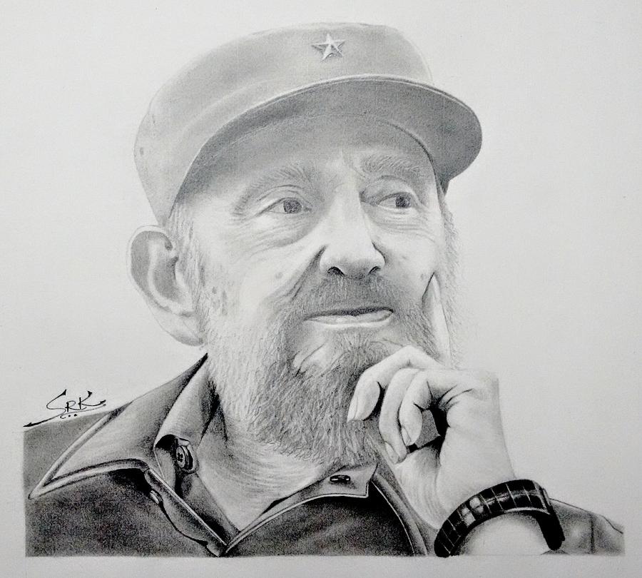 Fidel Castro Rux sketch Drawing by Siva Ram Pixels