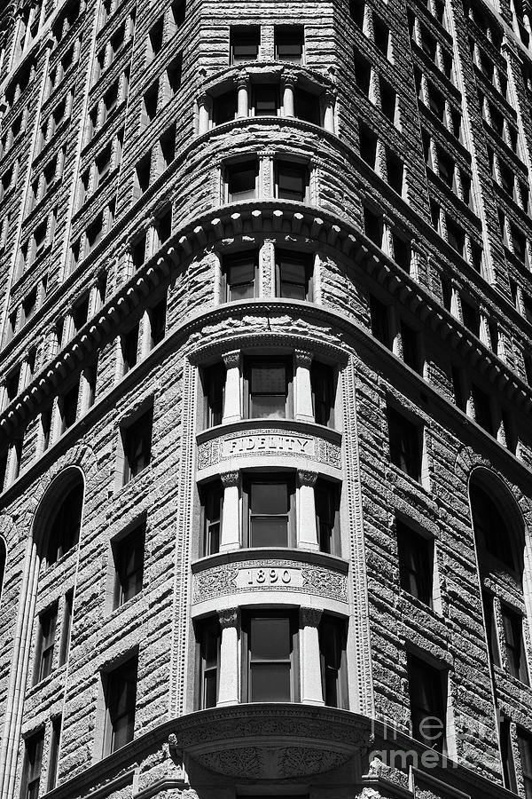 Fidelity Building Facade in Black and White Baltimore Photograph by James Brunker