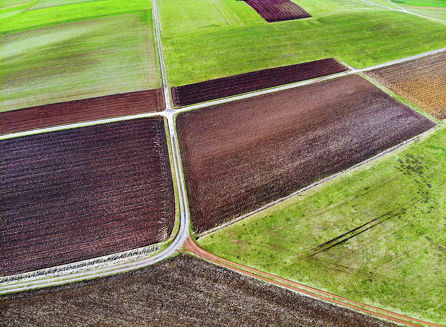 Field and meadow pattern from above Photograph by Matthias Hauser