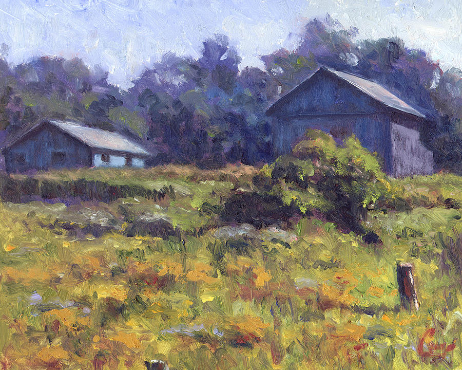 Field, Barn, and Shed Painting by Michael Camp