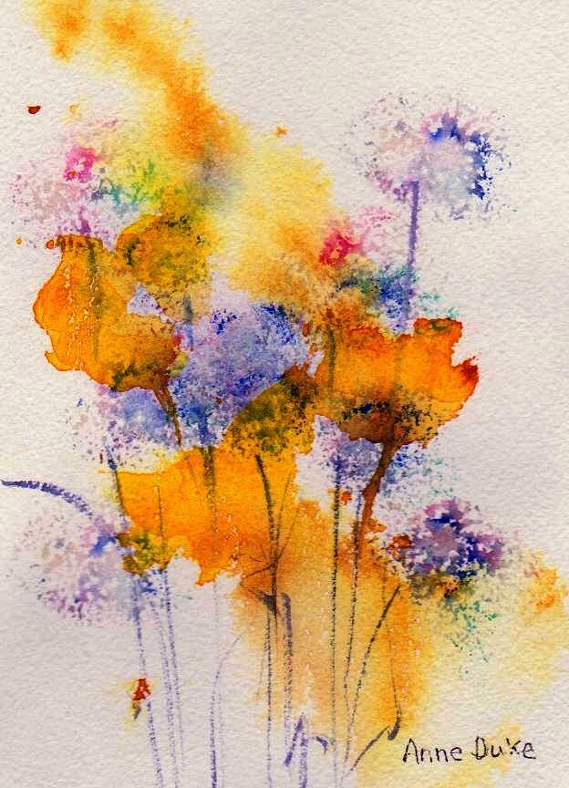 Field Flowers Painting by Anne Duke