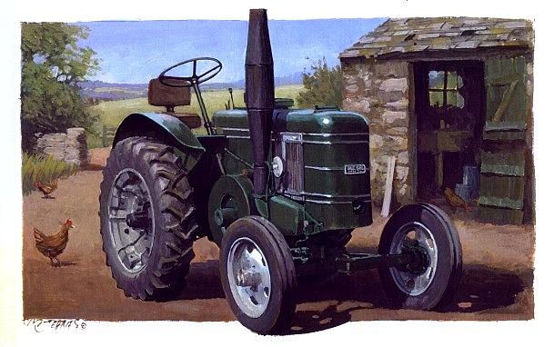 Field Marshall tractor Painting by Mike Jeffries