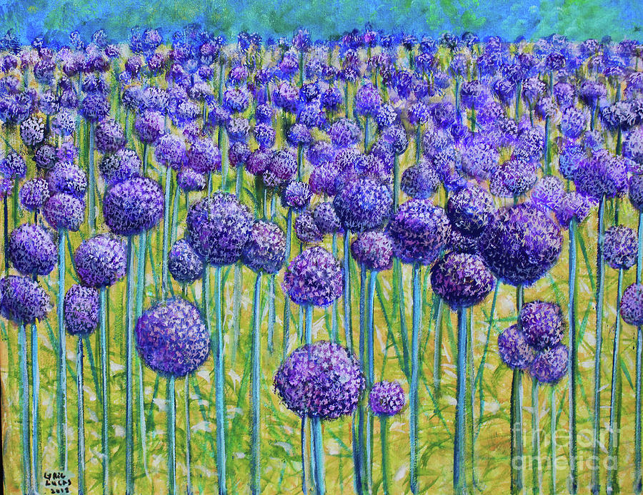 Field Of Allium Painting by Lyric Lucas