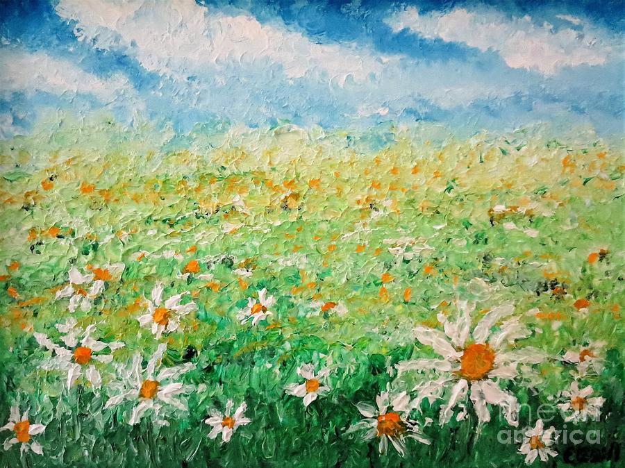 Field of Daisies  Painting by C E Dill