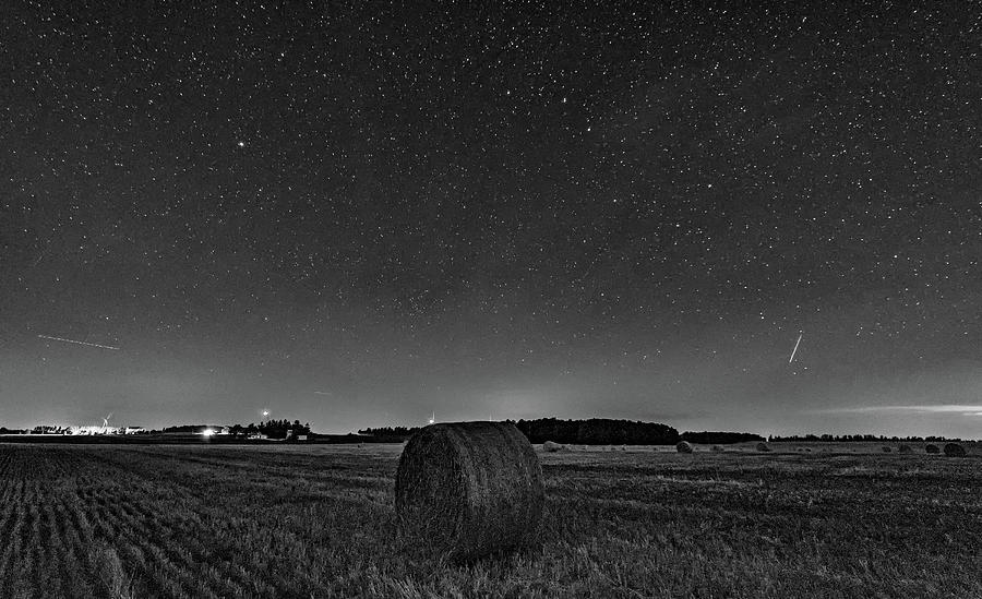 Field Of Dreams - Night Of The Perseids bw Photograph by Steve Harrington