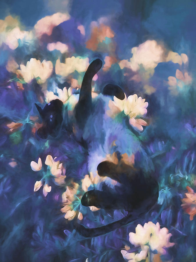 Flower Painting - Sulleys Dream I Blues by Theresa Campbell