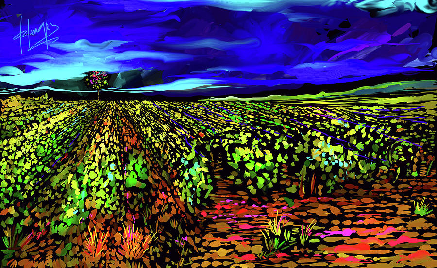 Field Of Grapes, Beaune, France Painting