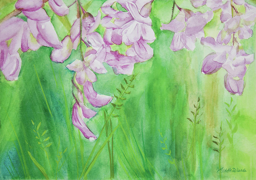 Field of Hanging Wildflowers Watercolor Painting Painting by Michelle Constantine