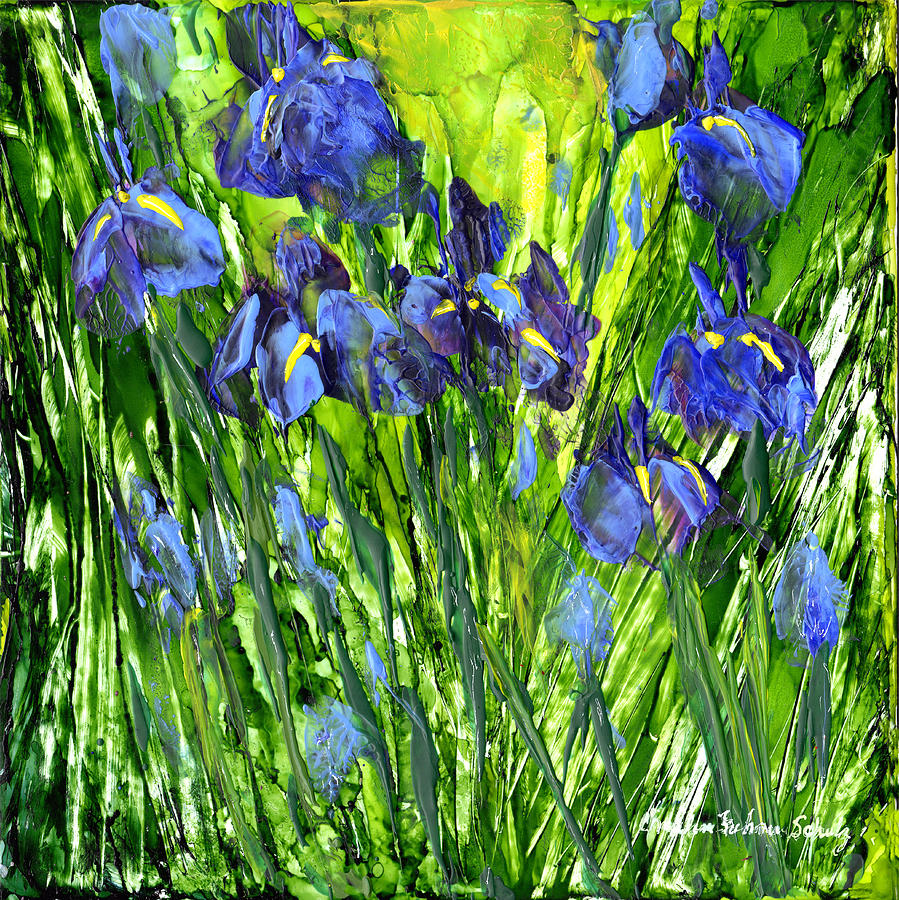 Field of Irises Painting by Charlene Fuhrman-Schulz