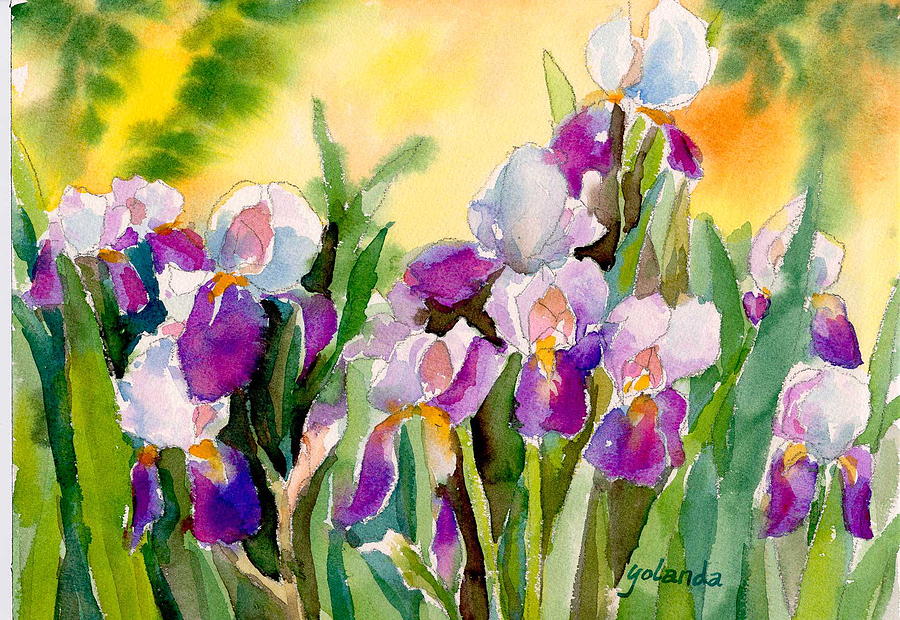 Field of Irises Painting by Yolanda Koh