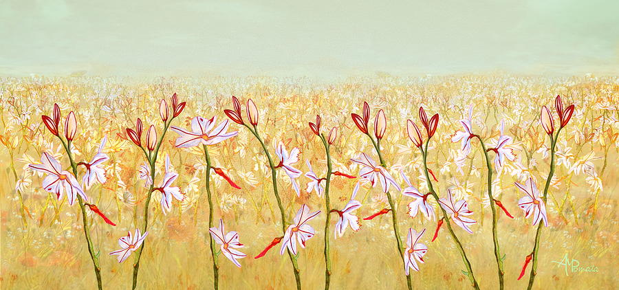 Field Of Lilies Painting by Angeles M Pomata
