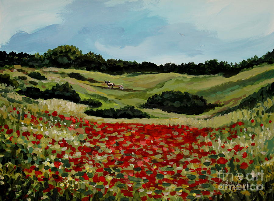 Field of Poppies Painting by Elizabeth Robinette Tyndall