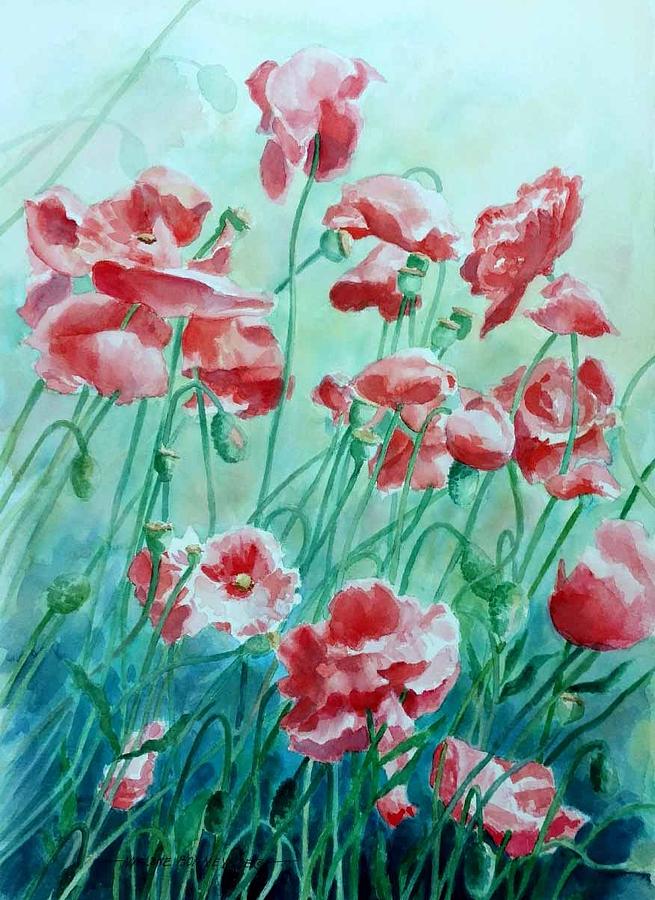 Flower Painting - Field of Poppies by Marlene Bonneville