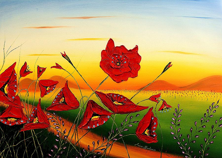 Field Of Red Poppies #5 Painting by James Dunbar