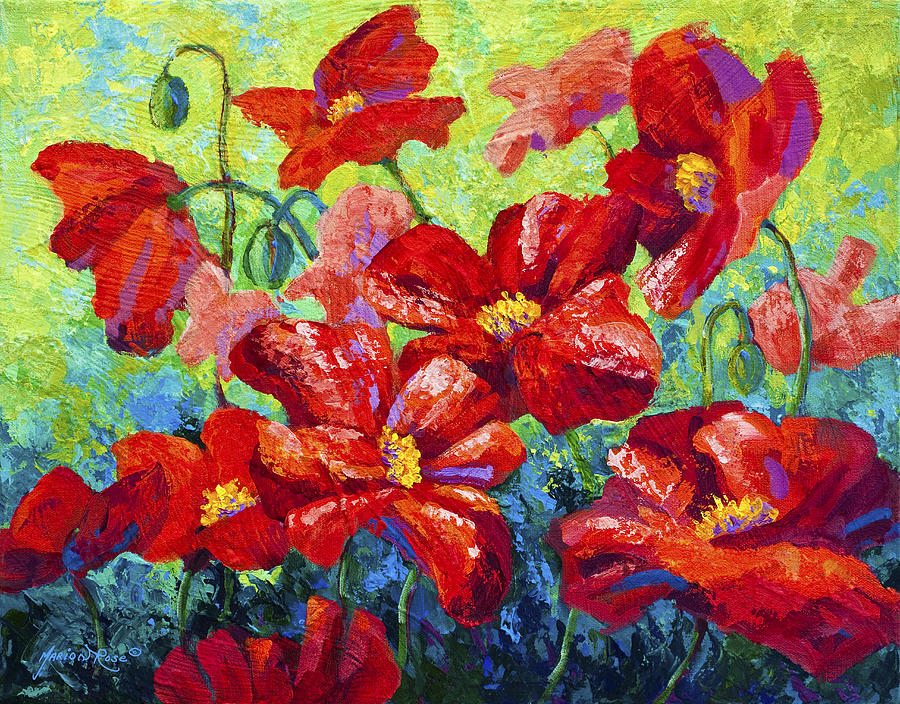 Poppies Painting - Field Of Red Poppies II by Marion Rose