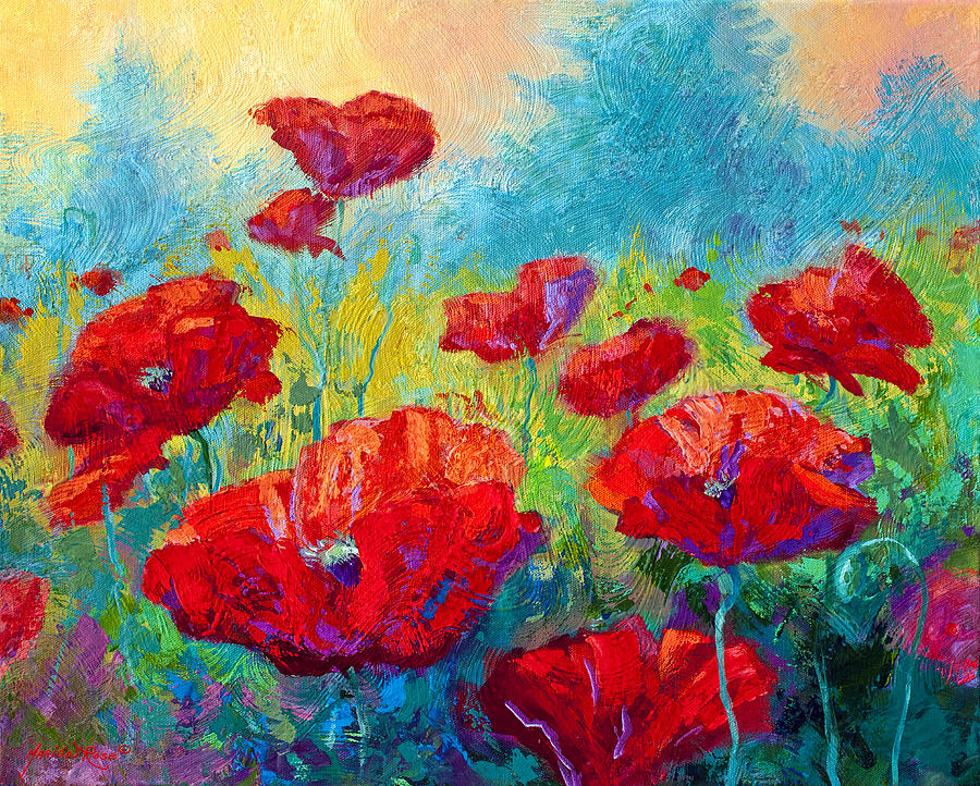 Poppy Painting - Field Of Red Poppies by Marion Rose