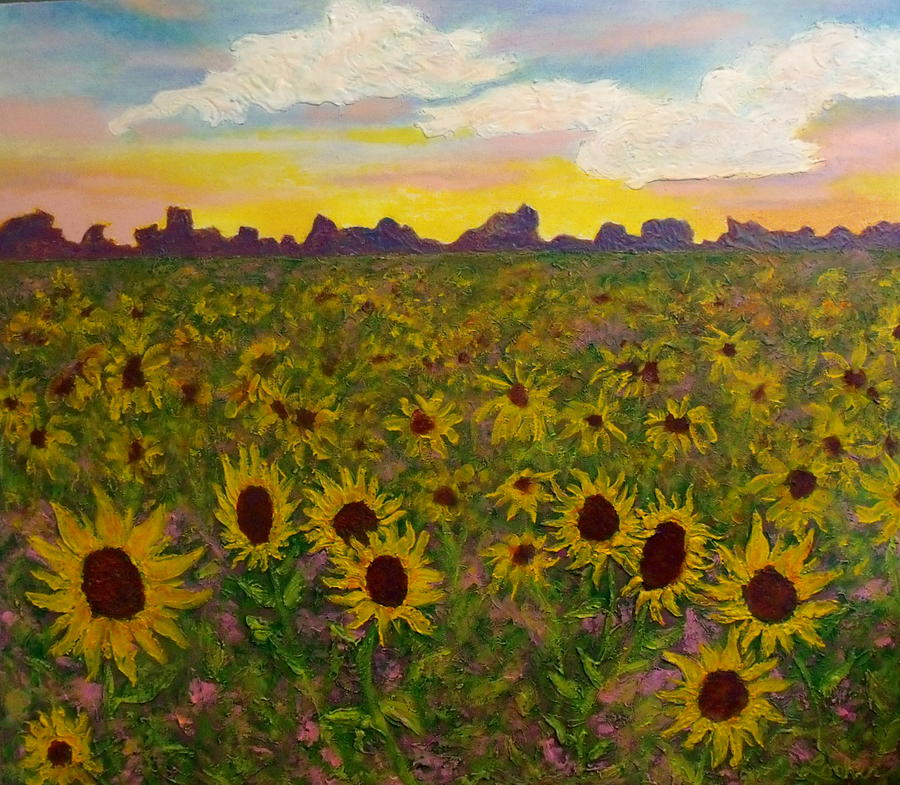 Field Of Sunflowers Painting By Cheryl Lynn Looker 