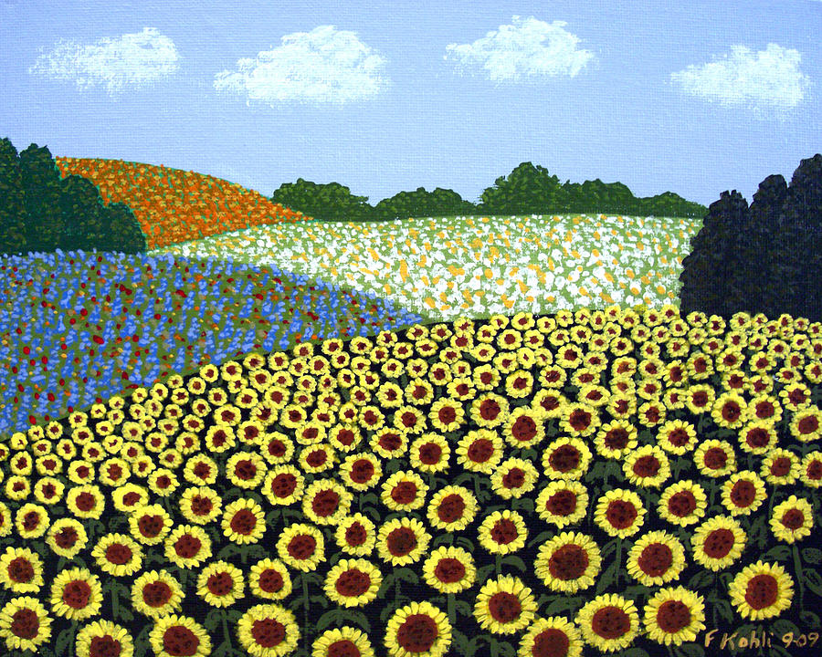Flower Painting - Field of Sunflowers by Frederic Kohli