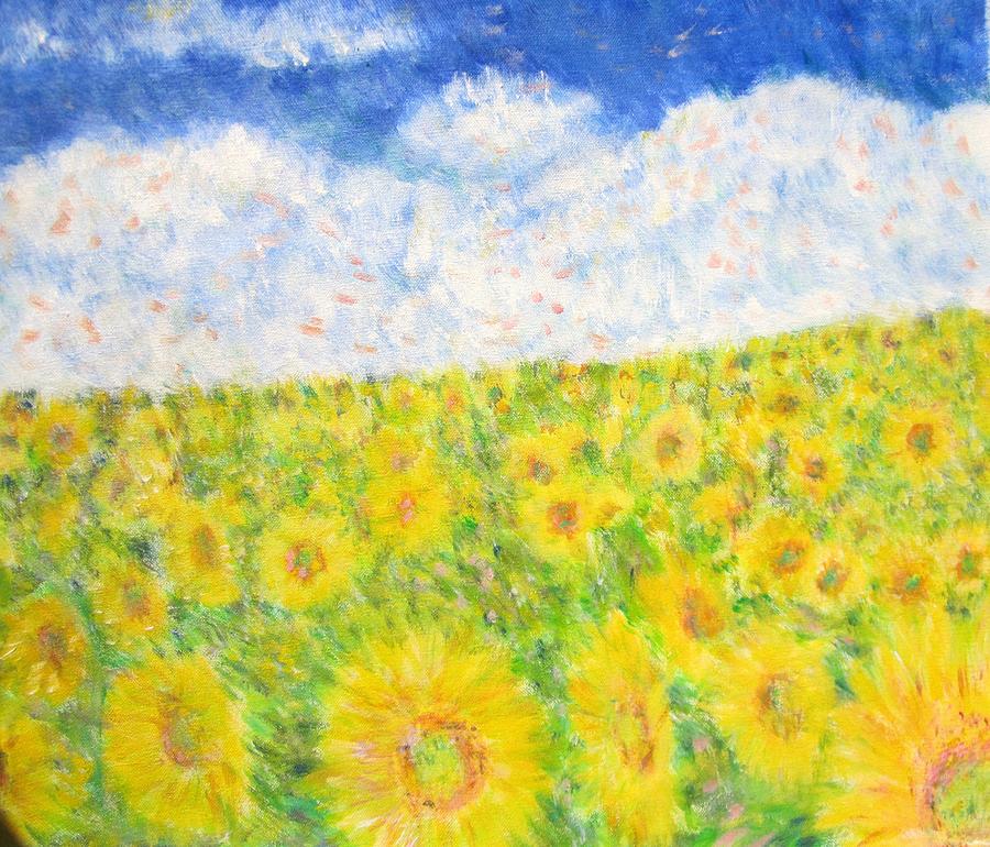 Field of Sunflowers Painting by Glenda Crigger