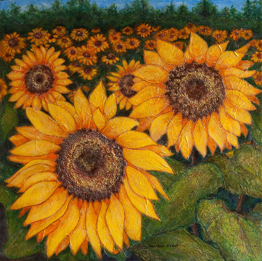 Field of Sunflowers Painting by Heather Assaf - Fine Art America