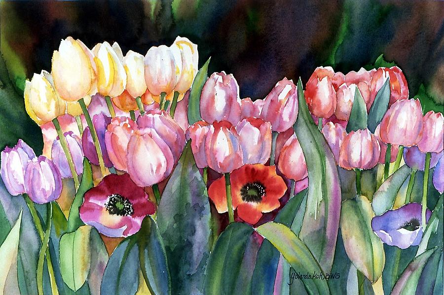 Field of Tulips Painting by Yolanda Koh