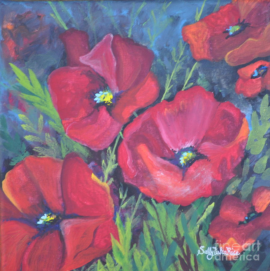 Field Poppies Painting by Sally Tiska Rice