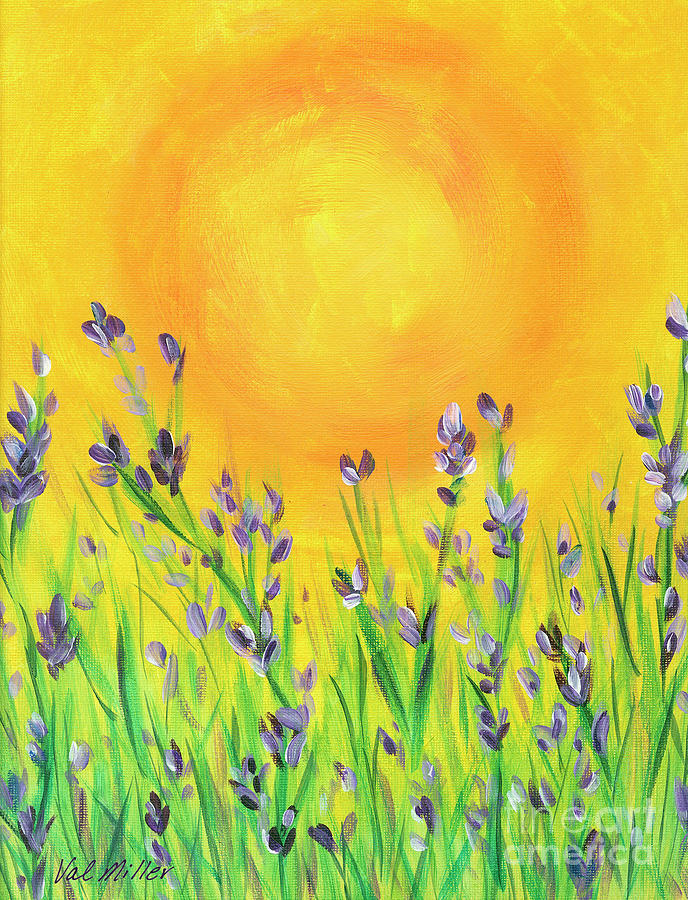 Field Sunset Painting by Val Miller