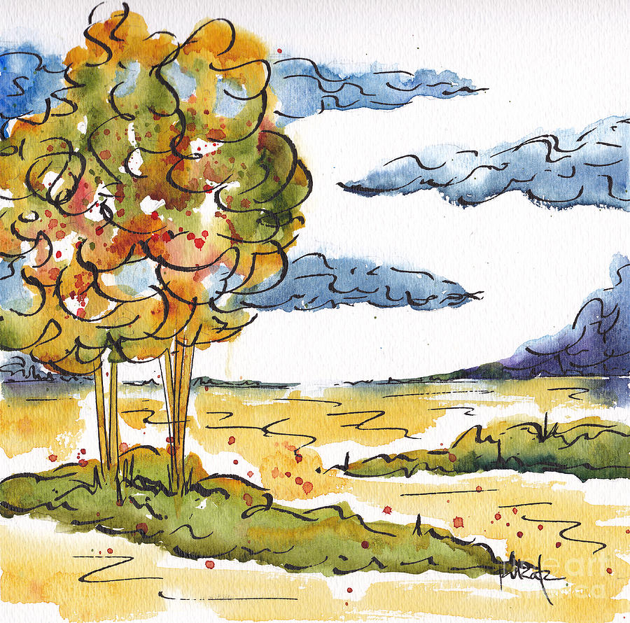 Field Trees Painting by Pat Katz