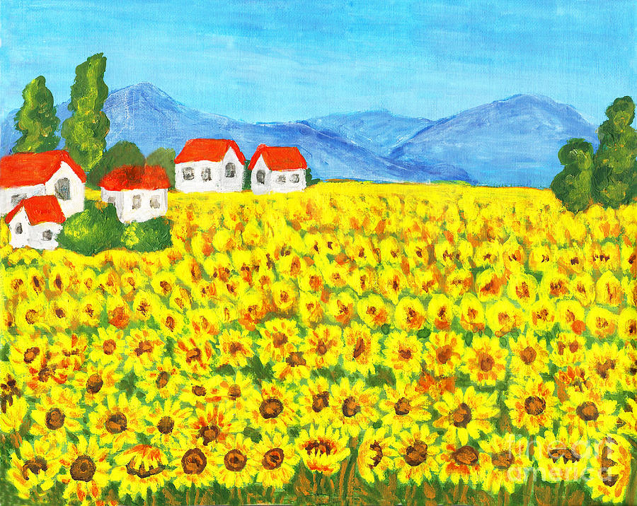 Field with sunflowers Painting by Irina Afonskaya