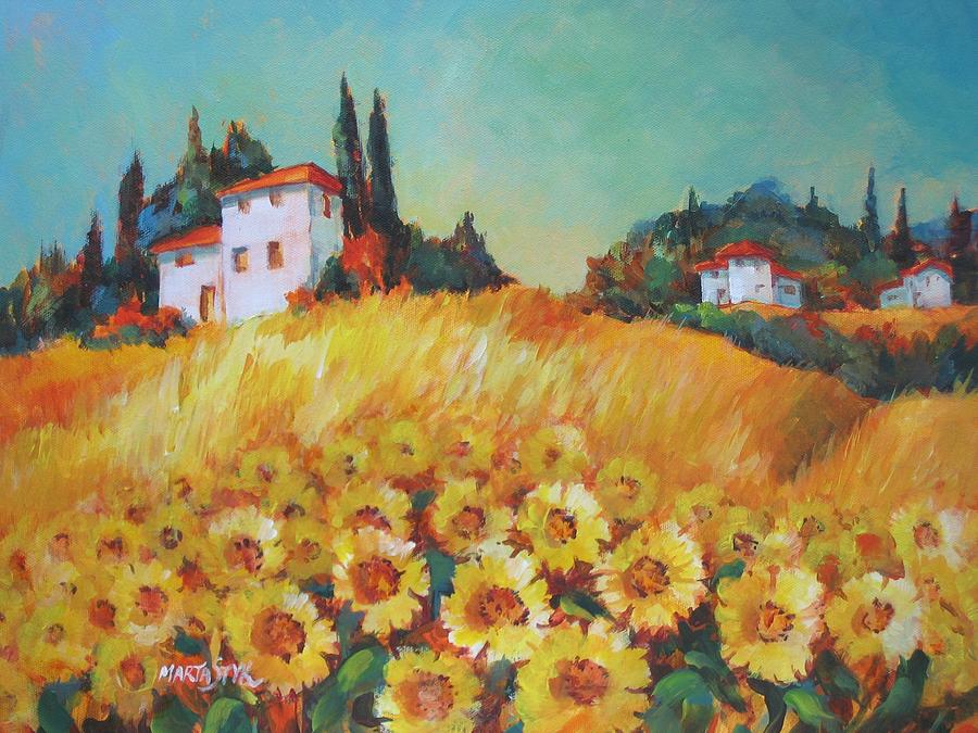 Fields of Tuscany Painting by Marta Styk