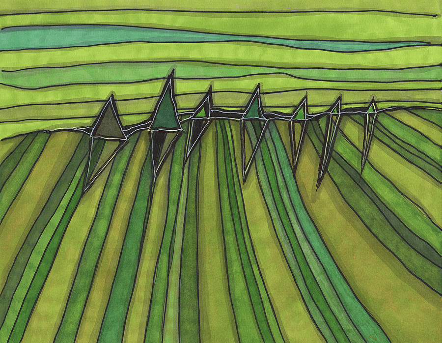 Fields Drawing by Sandra Church