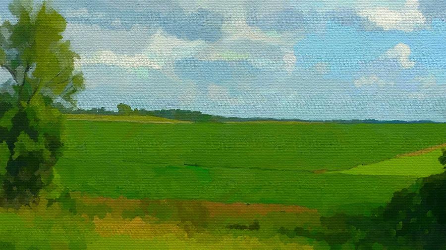 Impressionism Digital Art - Fields under the sun in Courtand, Minnesota by Todd Van Buskirk