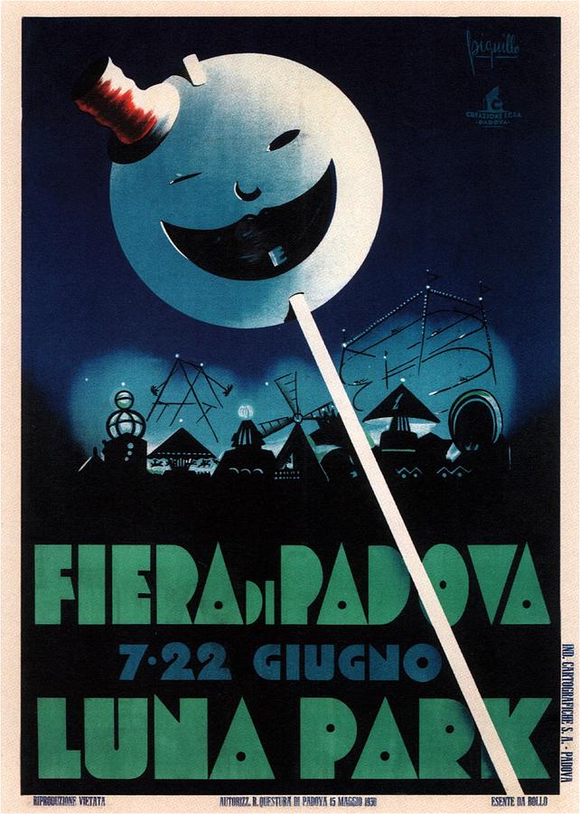 Fiera Di Padova - Luna Park - Padua, Italy - Retro travel Poster - Vintage Poster Mixed Media by Studio Grafiikka