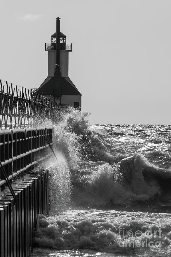 Fierce Waves At St Joseph Grayscale Photograph by Jennifer White