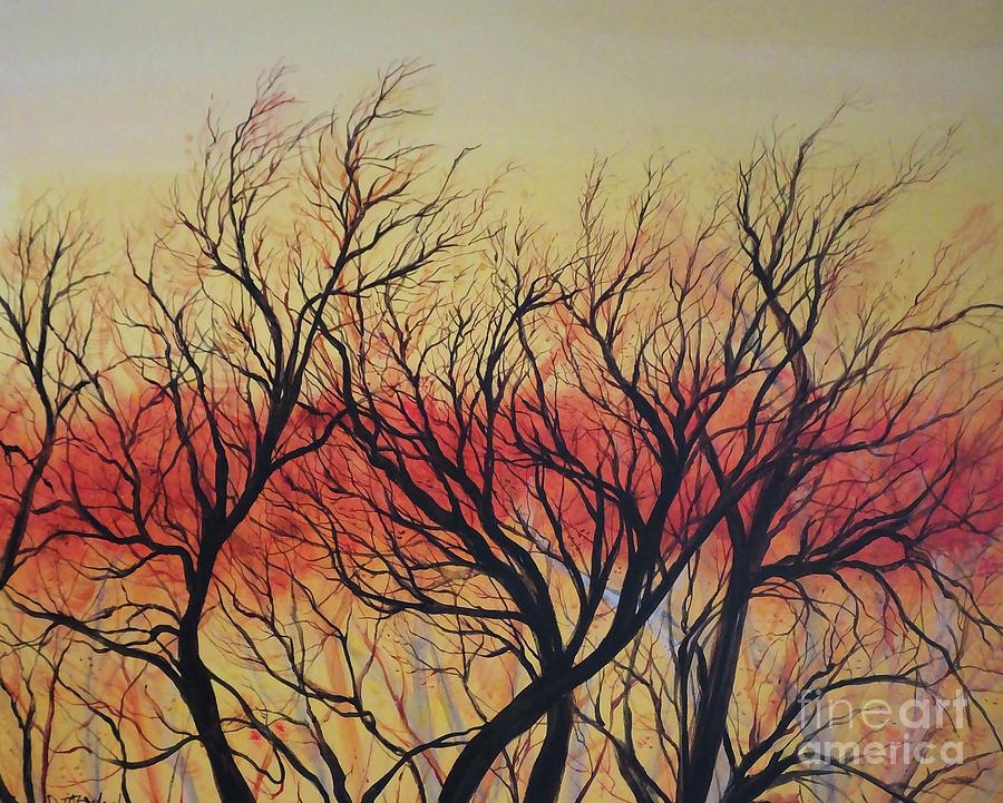 Fiery Chenier sunset Painting by Lizi Beard-Ward