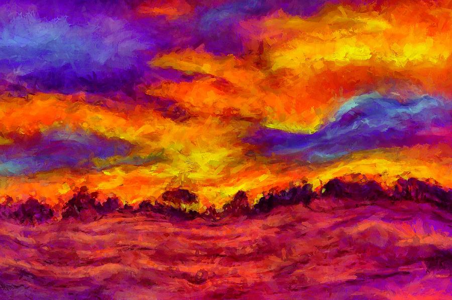 Fiery Dawn Digital Art by Caito Junqueira