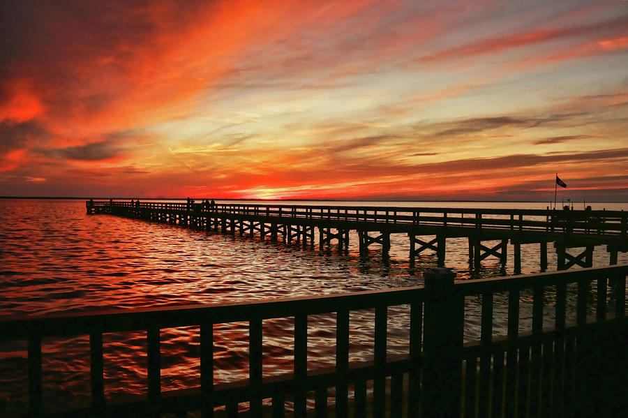 Fiery Evening at the Pier  Photograph by Ola Allen