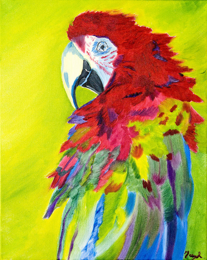 Fiery Feathers Painting by Meryl Goudey