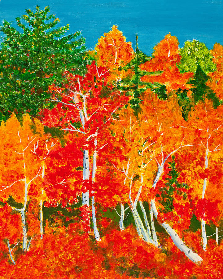 Fiery Forest 20 x 16 Painting by Santana Star