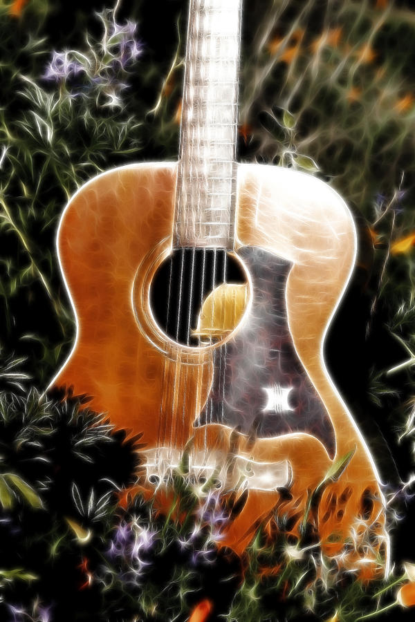 Fiery Guitar And Flowers Photograph by Athena Mckinzie