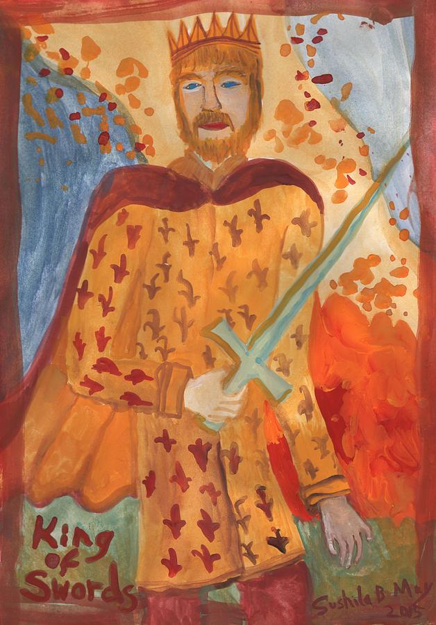 Tarot Painting - Fiery King of Swords by Sushila Burgess Tarot Painting - Fiery King of Swords by Sushila Burgess